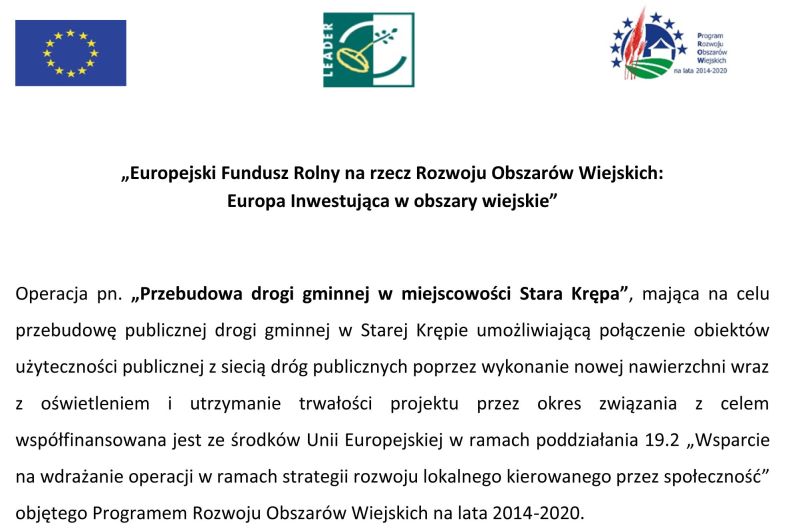 Inf na stronę Stara Krępa - regułka