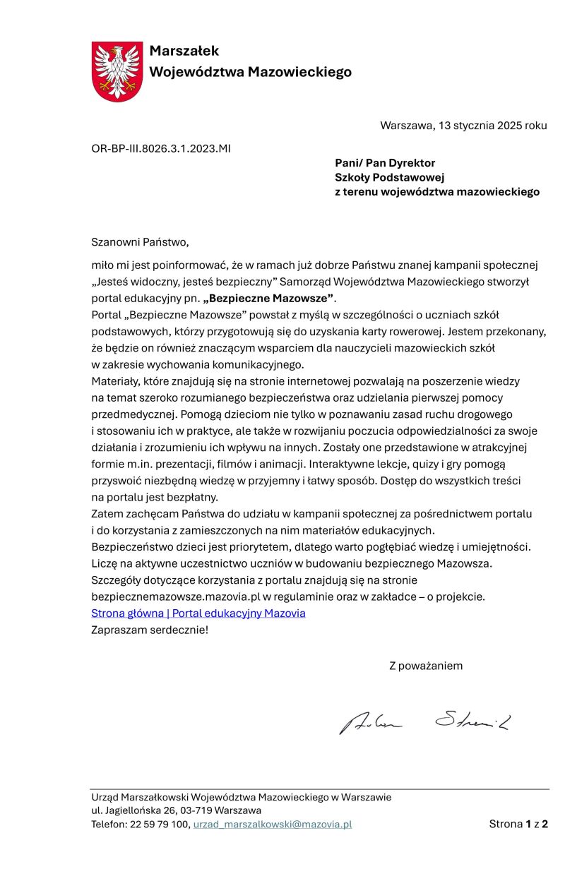 pismo do szkół Inf. o stworzeniu portalu BM 13