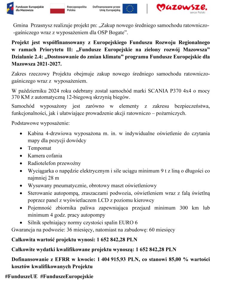 Informacja po odbiorze samochodu