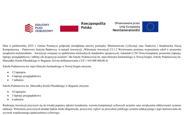 informacja o zawarciu umowy